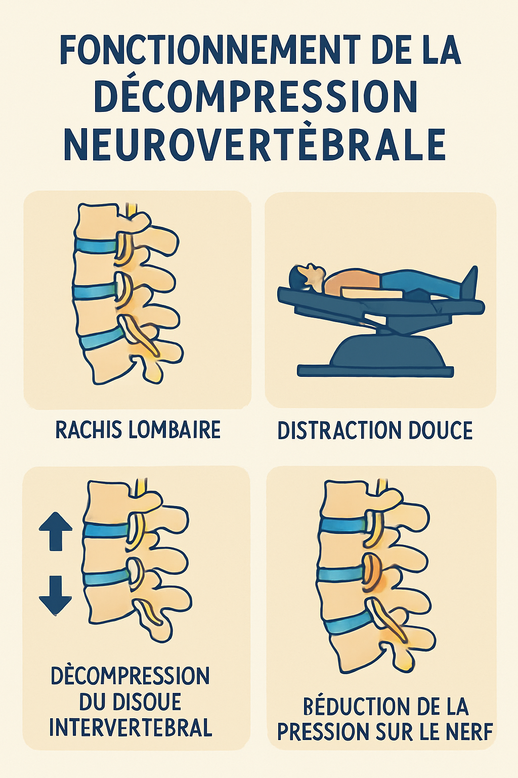 découvrez la décompression neurovertébrale, une méthode personnalisée pour soulager efficacement la douleur dorsale et cervicale grâce à des techniques ciblées et adaptées à chaque patient.
