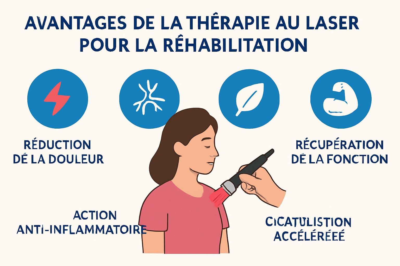 découvrez comment la thérapie au laser favorise une rééducation efficace et sécurisée, en accélérant la guérison et en réduisant la douleur grâce à des traitements innovants.