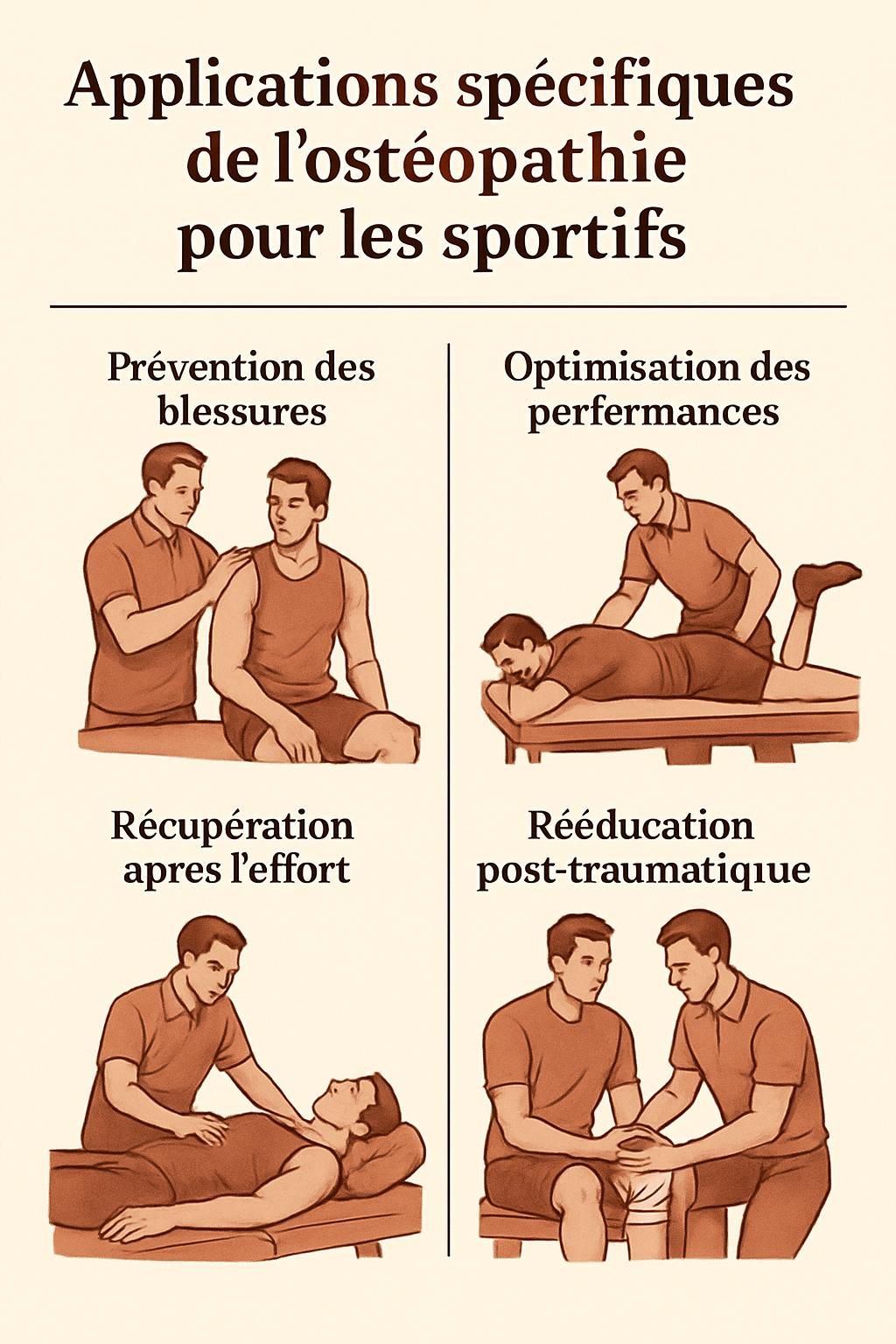 découvrez comment l’ostéopathie peut aider à traiter les blessures sportives, ses bienfaits pour la récupération et ses différentes applications pour les athlètes.