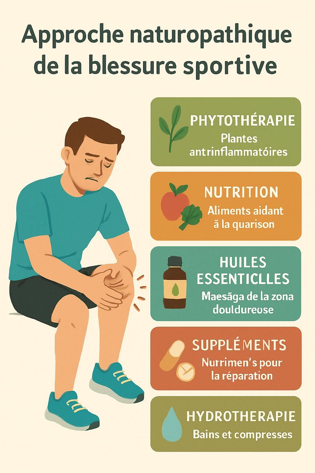 découvrez un protocole de soins naturopathiques efficace pour accompagner la guérison des blessures sportives en phase aiguë, alliant méthodes naturelles et conseils adaptés pour une récupération optimale.