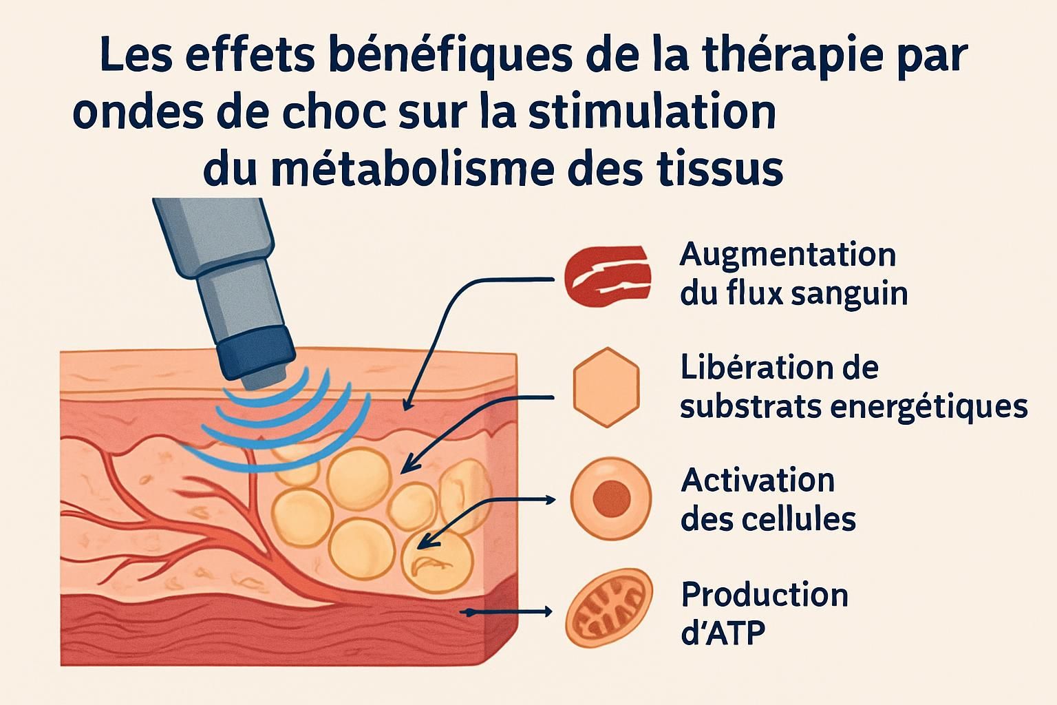 découvrez comment la thérapie par shockwave stimule efficacement le métabolisme des tissus pour favoriser la guérison et améliorer la santé musculaire et articulaire.