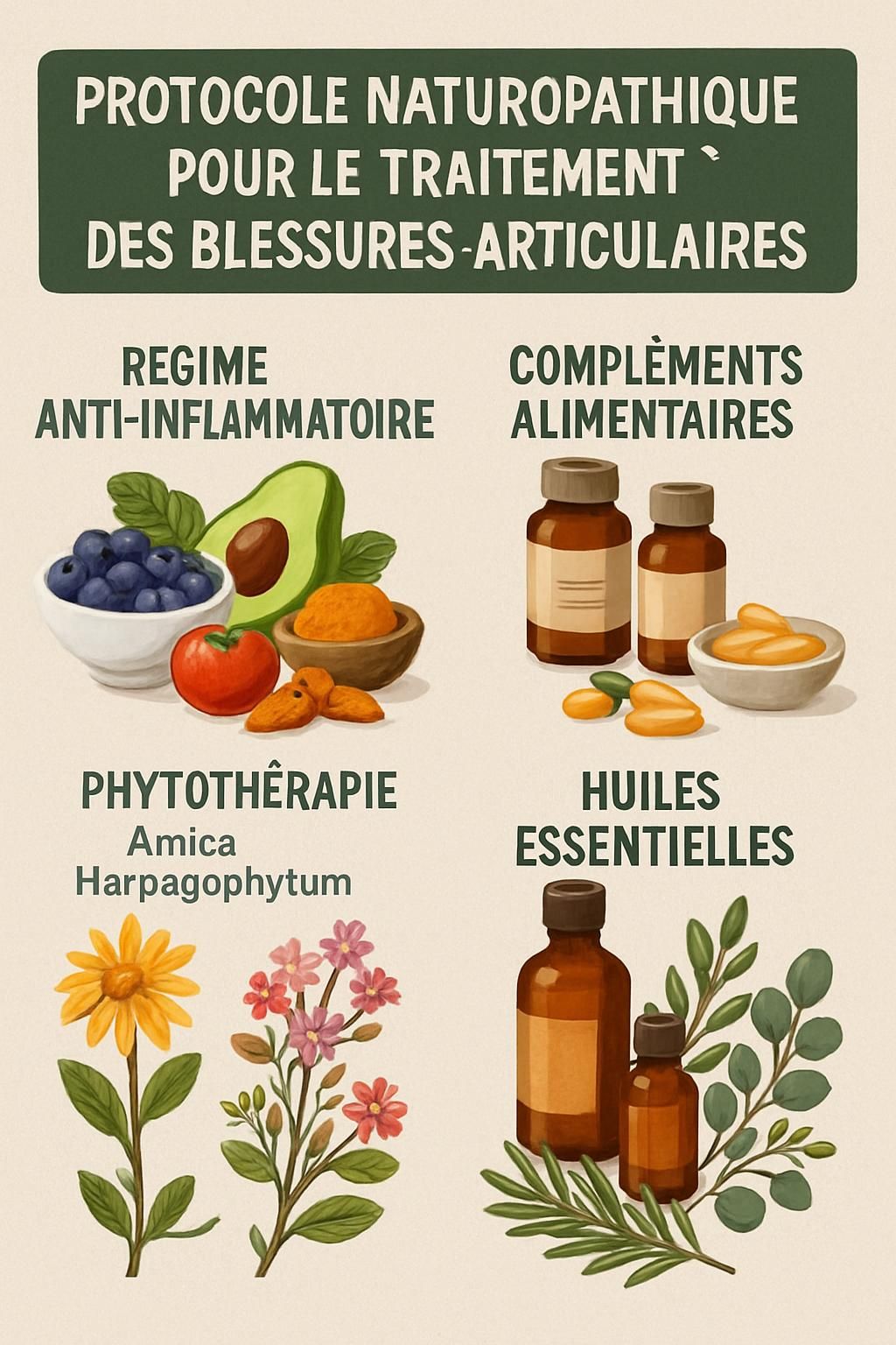 découvrez un protocole naturopathique efficace pour le traitement naturel des blessures articulaires, favorisant la guérison et le bien-être articulaire.