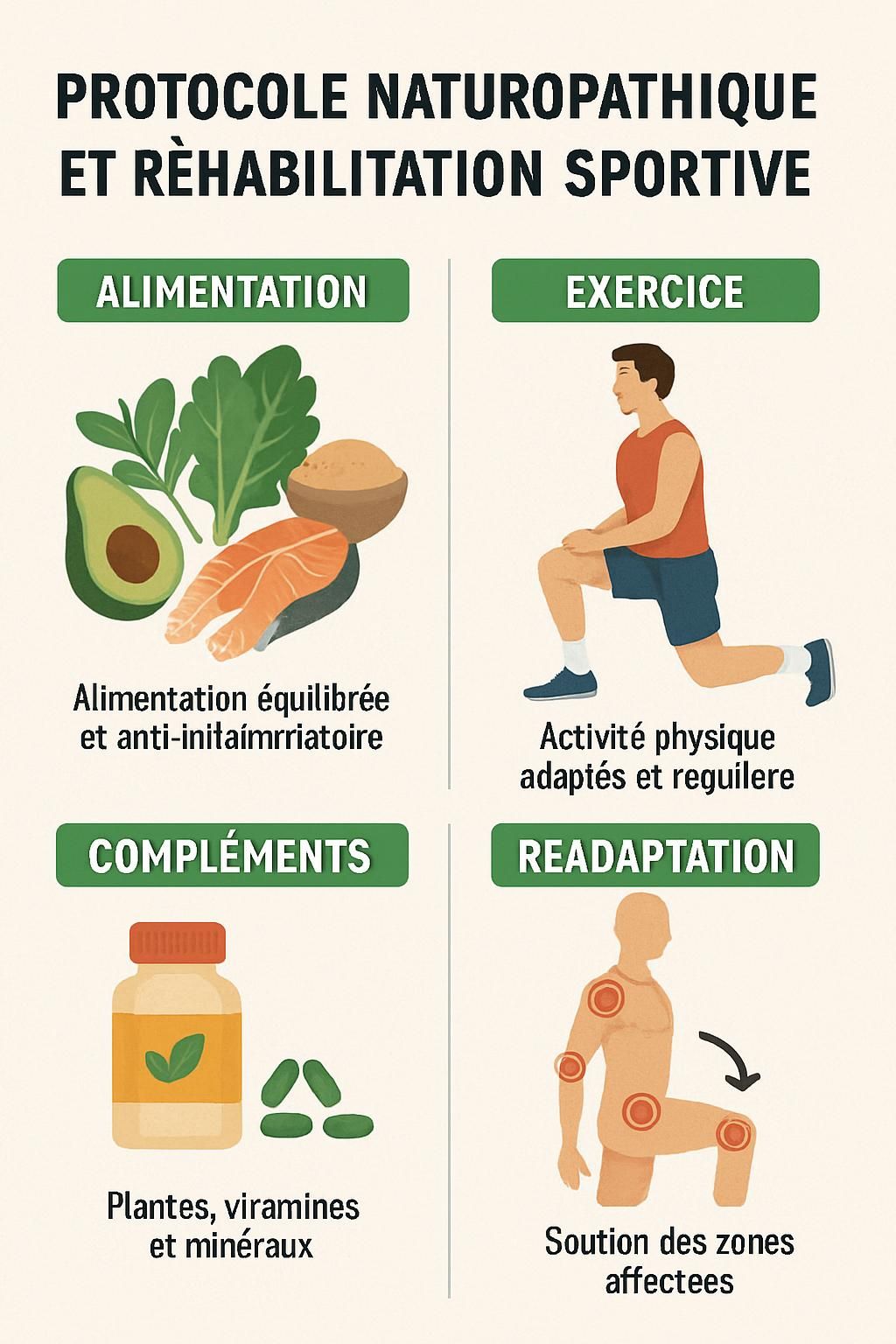 découvrez un protocole naturopathique innovant pour optimiser la réadaptation des athlètes, alliant techniques naturelles et conseils personnalisés pour un retour performant et durable.