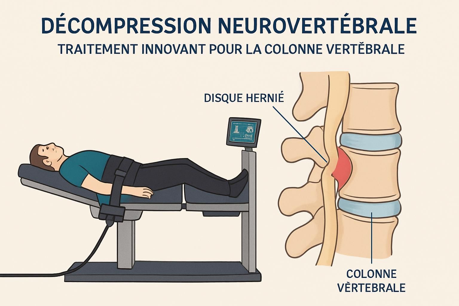 découvrez la décompression neurovertébrale, une méthode innovante qui accélère la récupération en soulageant efficacement les douleurs dorsales et cervicales.