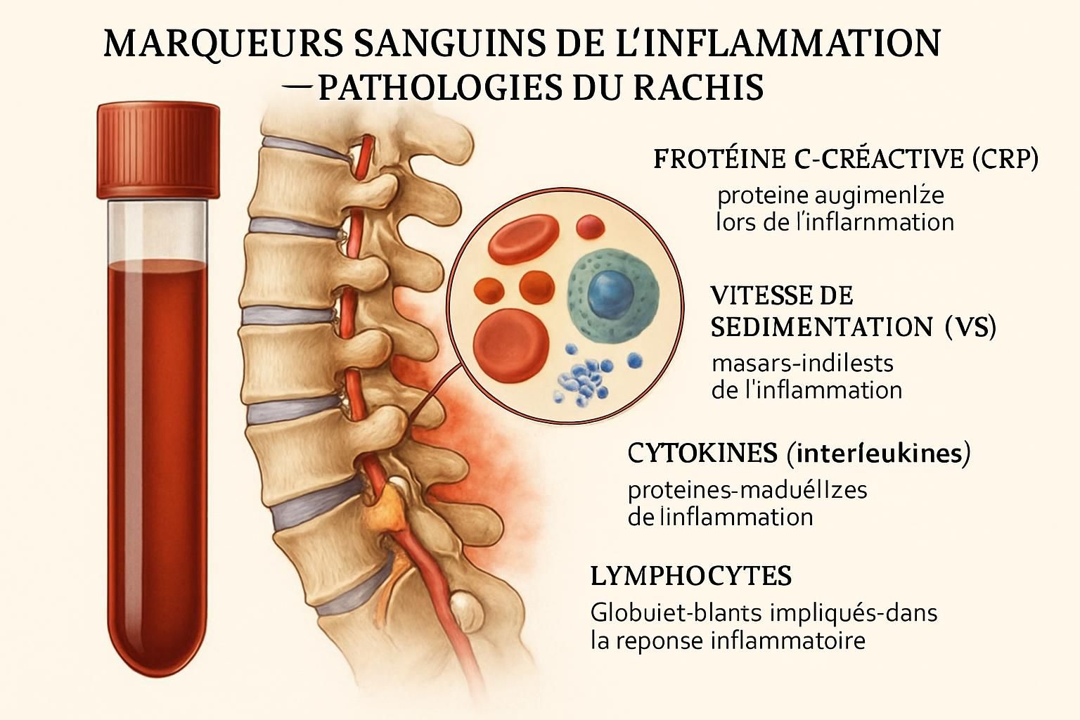 découvrez comment les marqueurs sanguins de l'inflammation peuvent aider à prédire la douleur spinale et améliorer la prise en charge des patients souffrant de troubles rachidiens.